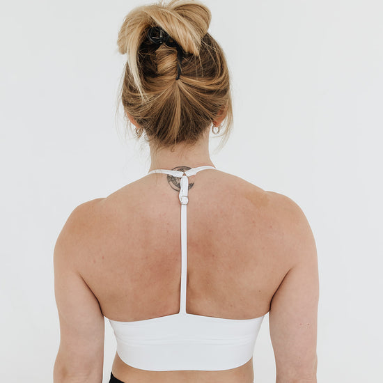 PURE WHITE SOLO STRAP BRA - UNLMTD Active + Lounge