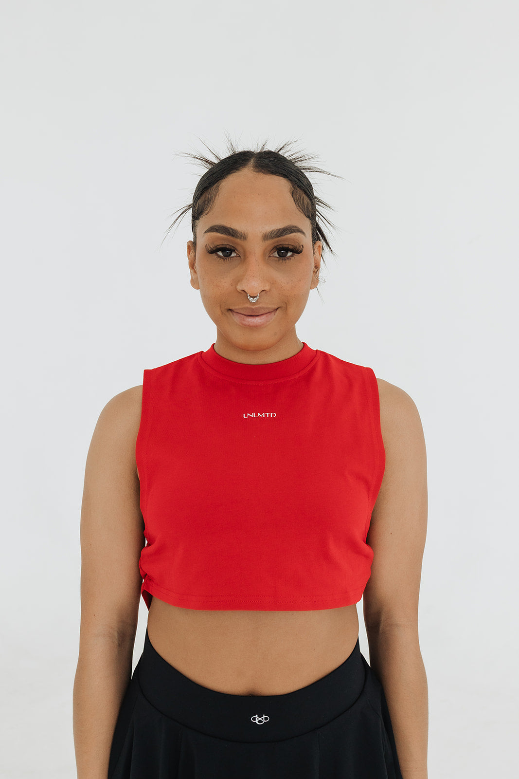 UNLMTD RUCHED CROP TEE (SCARLET RED) - UNLMTD Active + Lounge