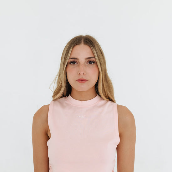 UNLMTD RUCHED CROP TEE (CHAMPAGNE PINK) - UNLMTD Active + Lounge