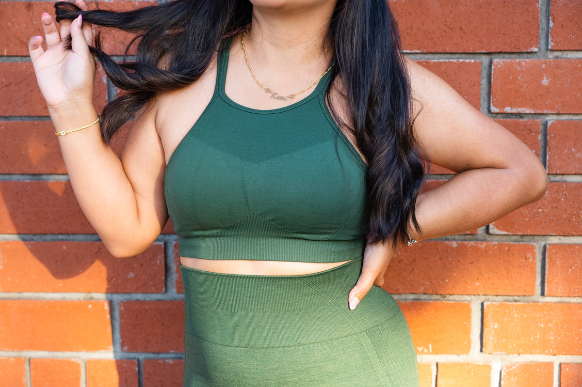 Forest Green UltraSculpt High-Support Sports Bra - UNLMTD Active + Lounge