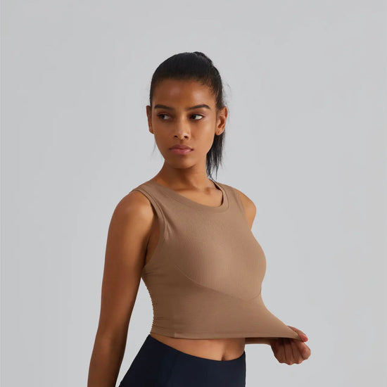 Sculpt Ribbed Favorite Crop Top (Frappuccino) - UNLMTD Active + Lounge