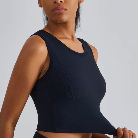 Sculpt Ribbed Favorite Crop Top (Black) - UNLMTD Active + Lounge